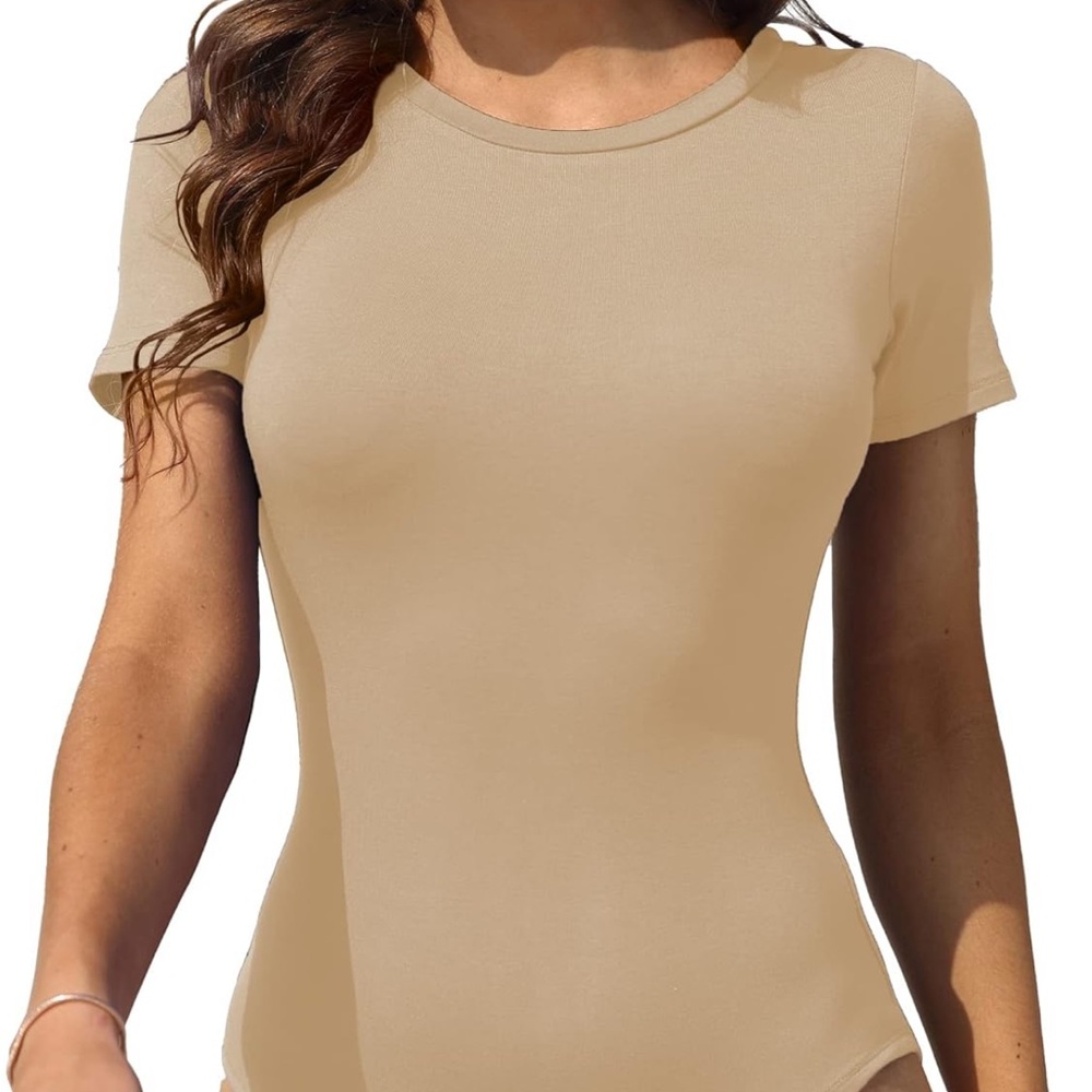 Beige Short Sleeve Bodysuit